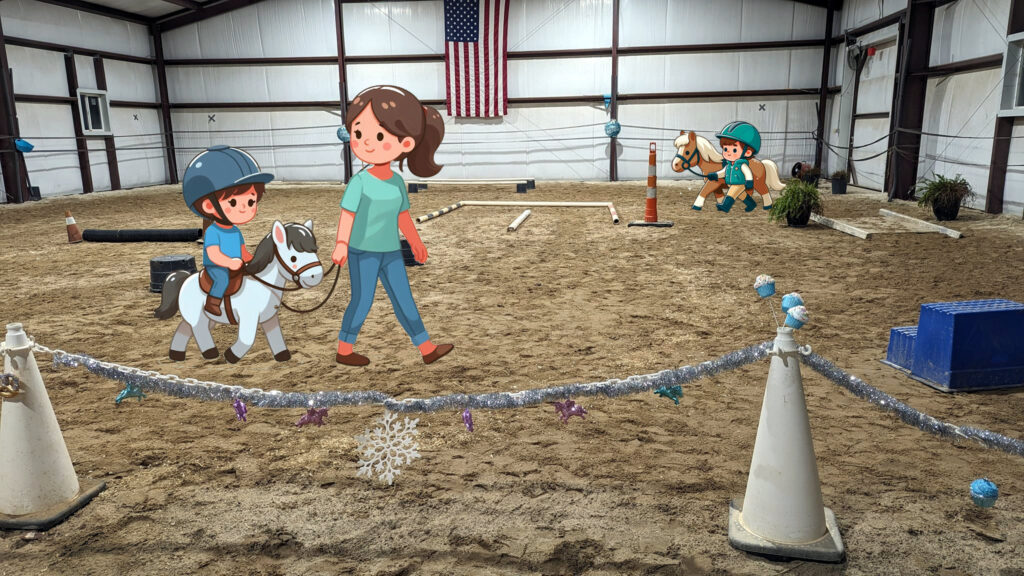 Kids doing a horsemanship activity in Pittsboro, NC.
